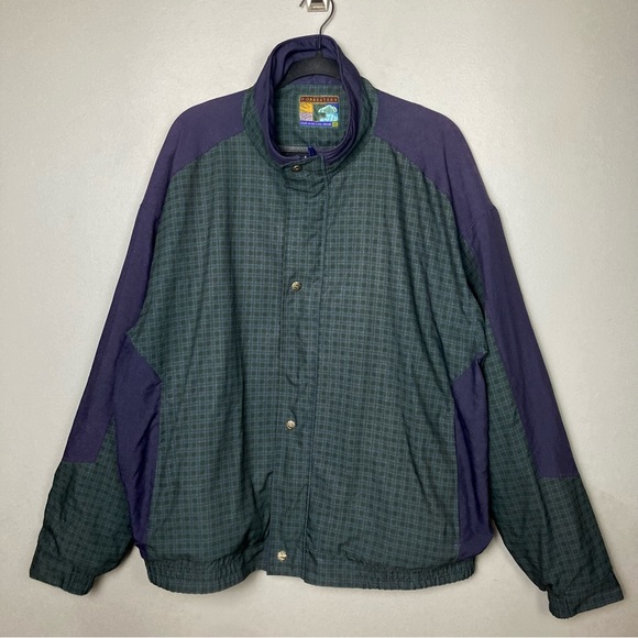 90s Vtg Forrester’s Windbreaker XL Gore-Tex glen plaid made in Oregon blue green - Picture 2 of 16